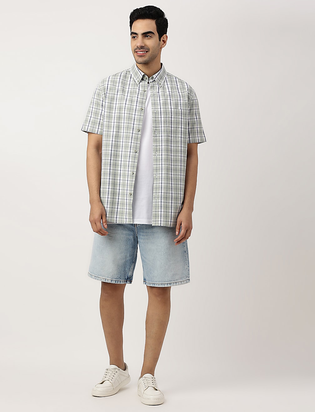 Pure Cotton Checks Button-down Collar Shirt
