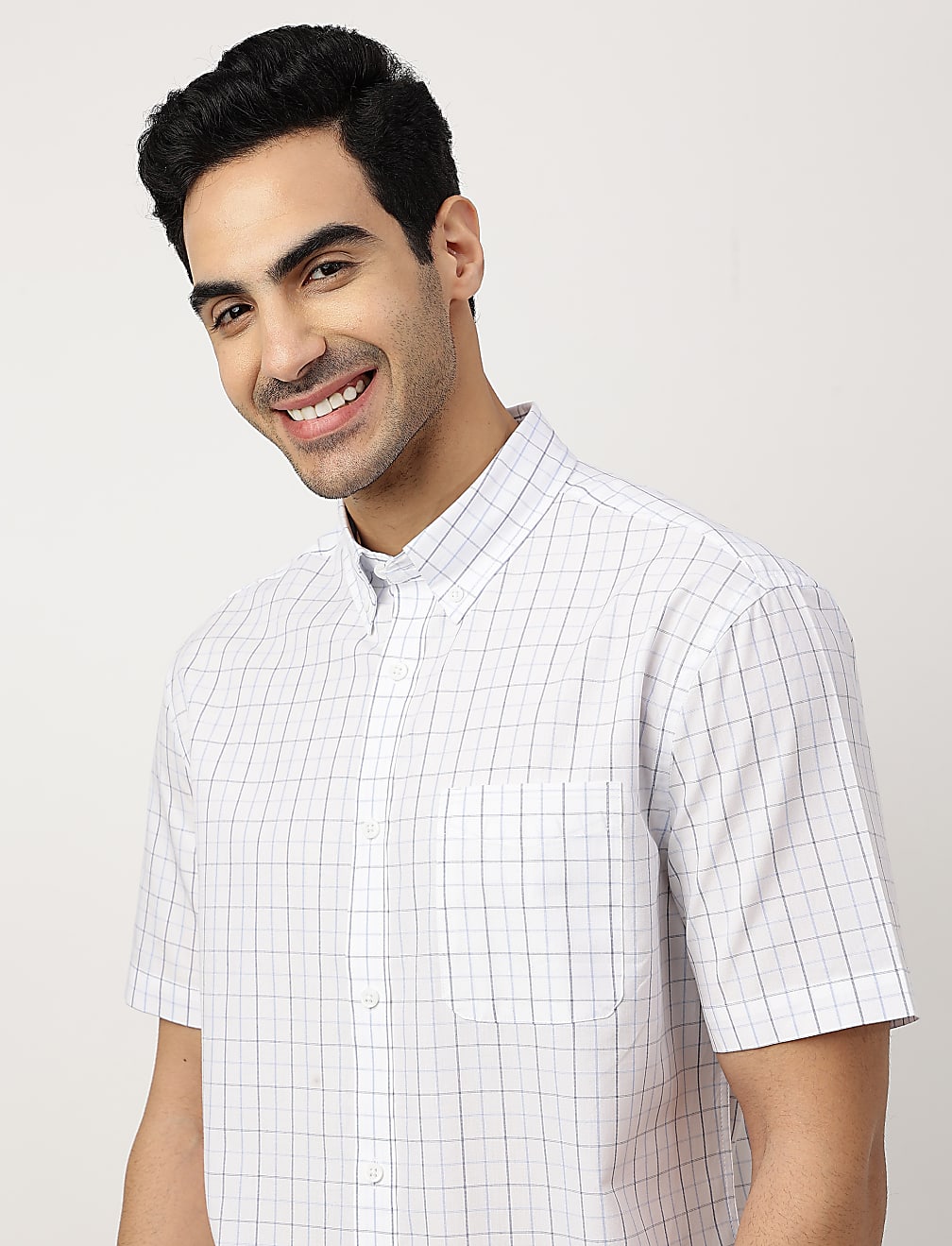 Pure Cotton Checks Button-down Collar Shirt