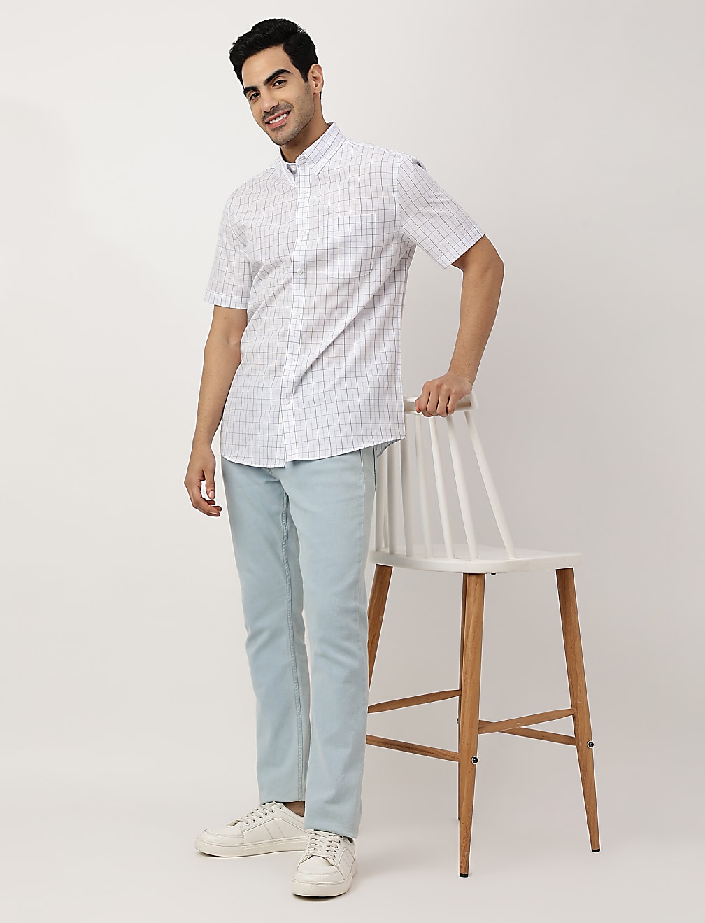 Pure Cotton Checks Button-down Collar Shirt