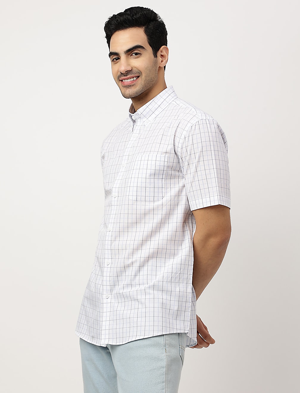 Pure Cotton Checks Button-down Collar Shirt
