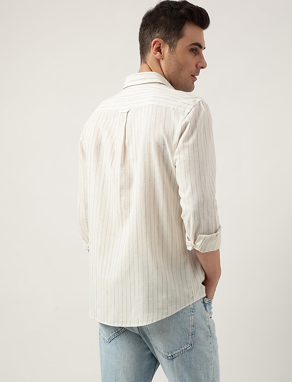 Relaxed Fit Linen Blend Striped Shirt