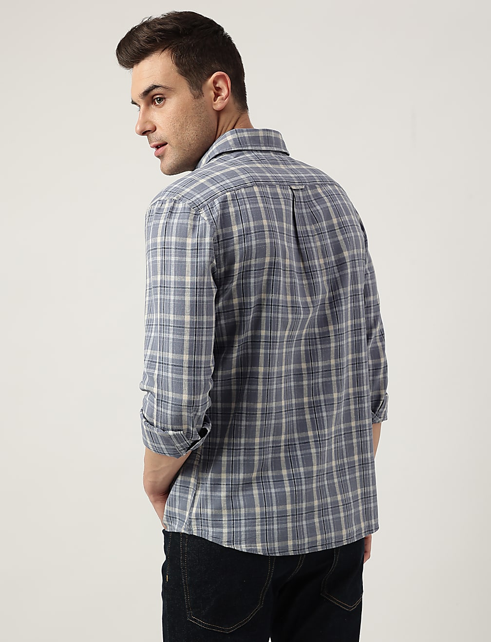 Regular Fit Linen Blend Checked Shirt