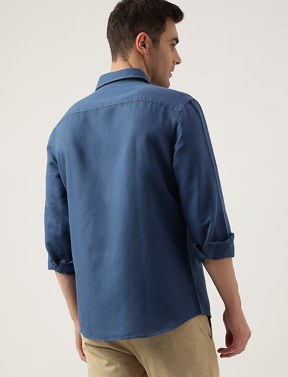 Relaxed Fit Linen Blend Plain Shirt