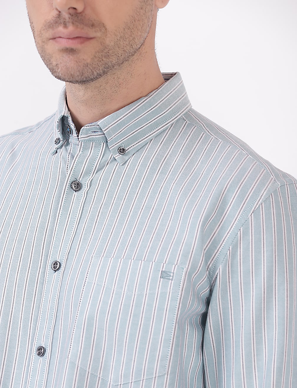 Cotton Stripes Button Down Collar Shirts