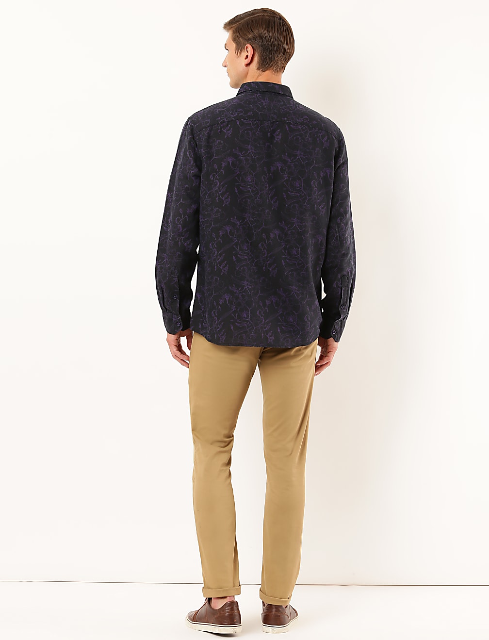 Linen Mix Printed Collar Neck Shirt