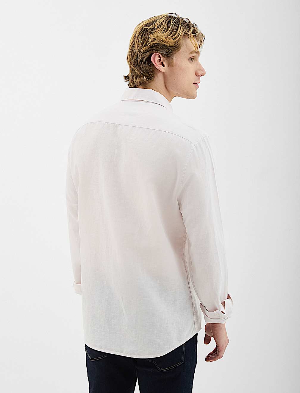 Classic Collar Linen Blend Shirt