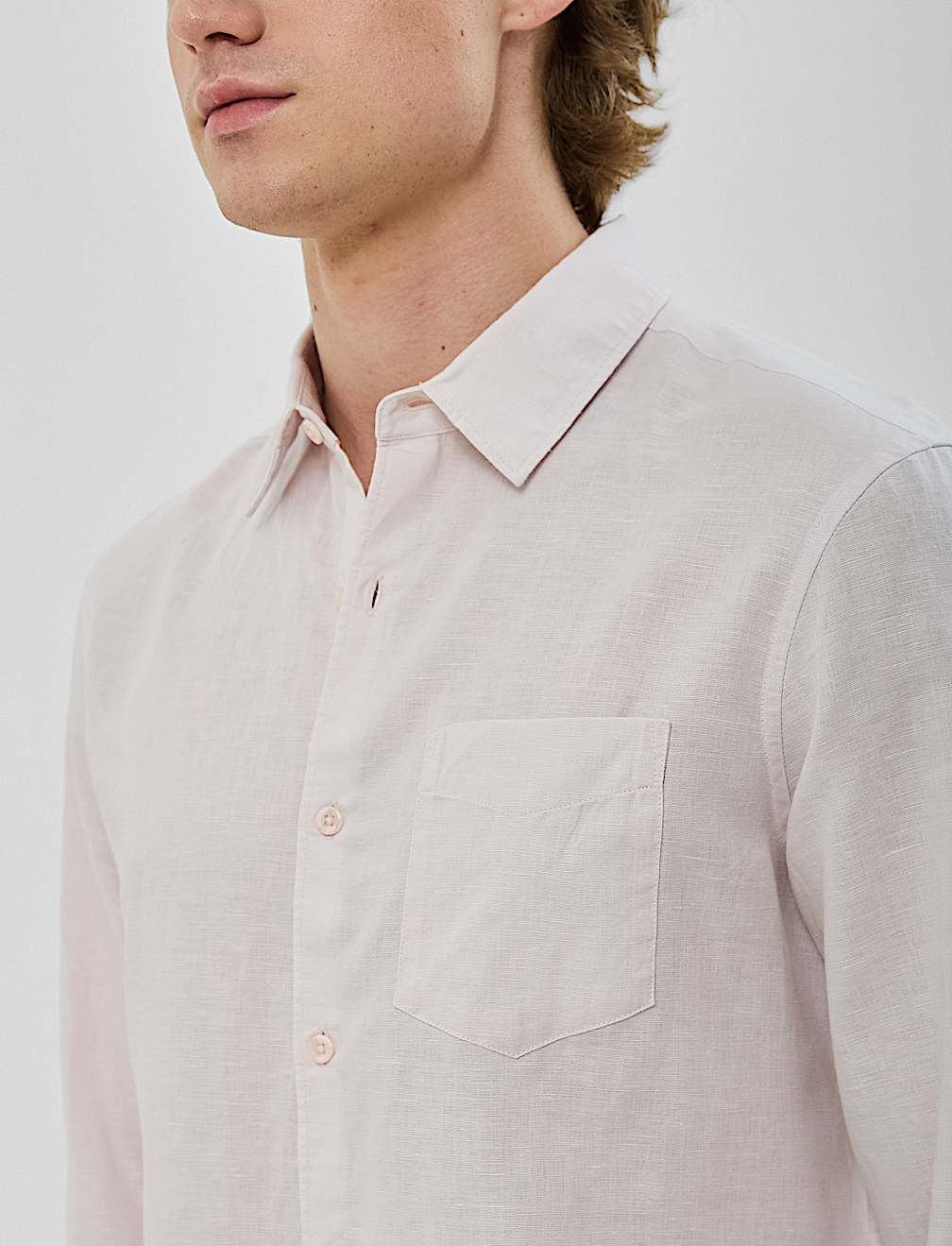 Classic Collar Linen Blend Shirt