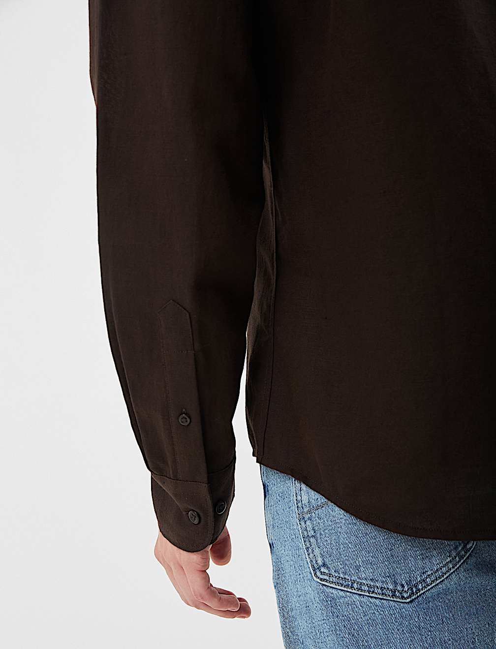 Classic Collar Linen Blend Shirt
