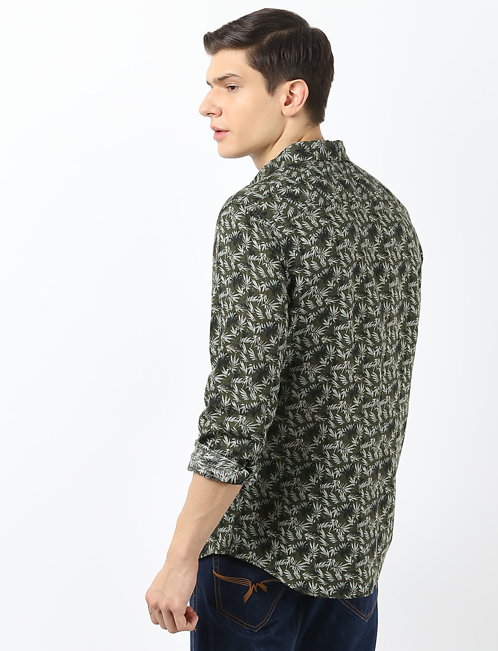 Linen Cotton Leaf Printed Shirt