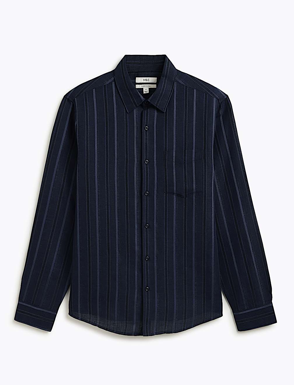 Regular Fit Linen Rich Striped Shirt