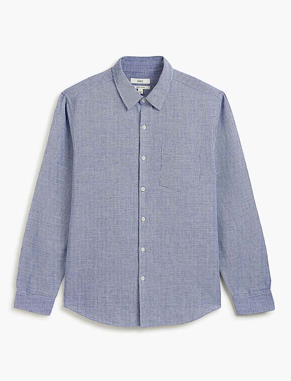 Regular Fit Linen Rich Classic Collar Shirt