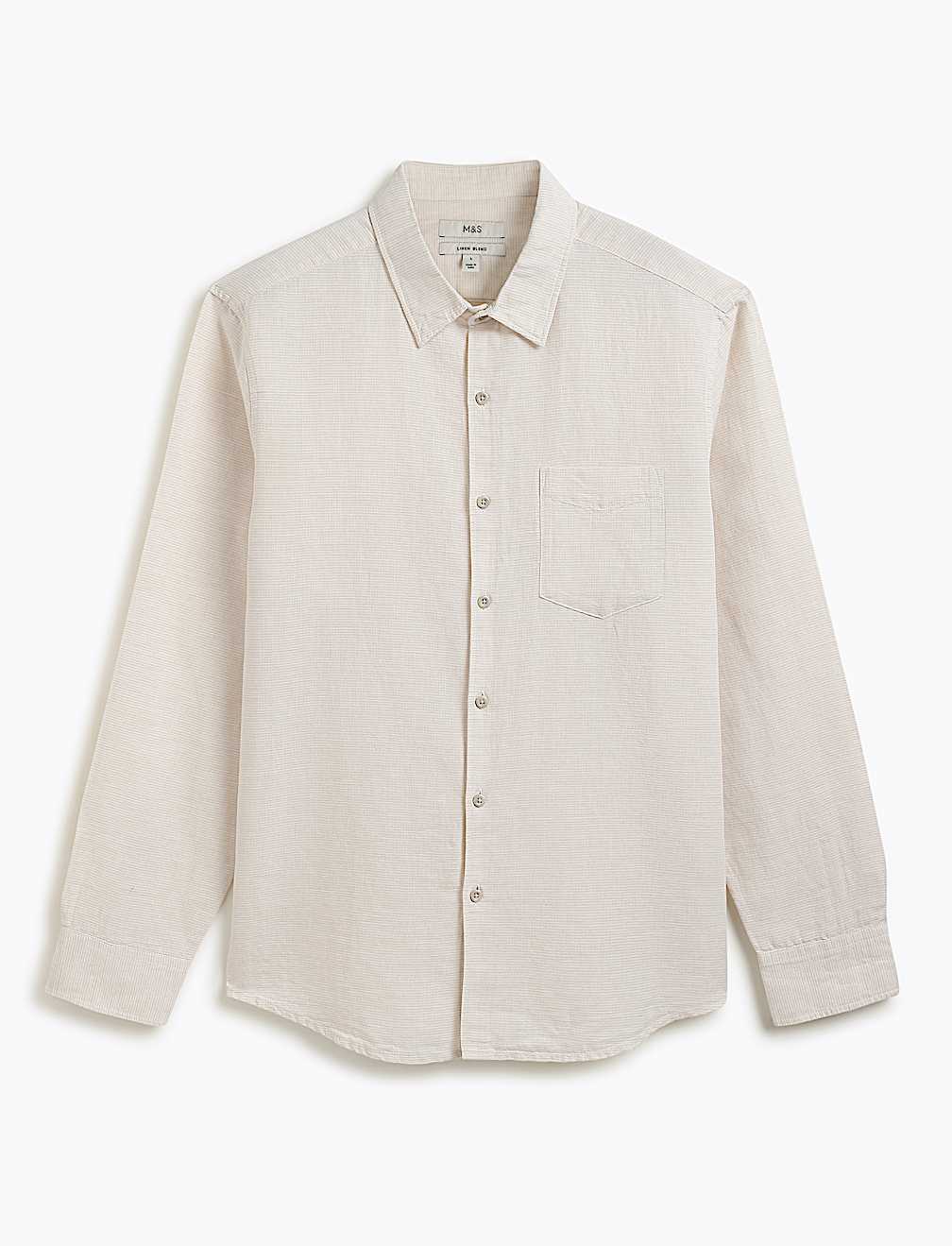 Regular Fit Linen Rich Classic Collar Shirt