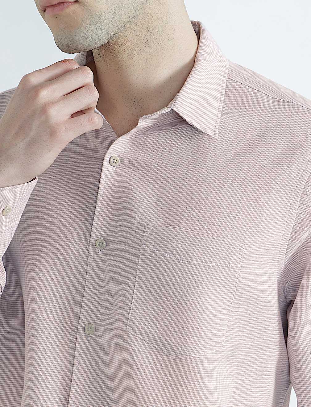 Regular Fit Linen Rich Classic Collar Shirt