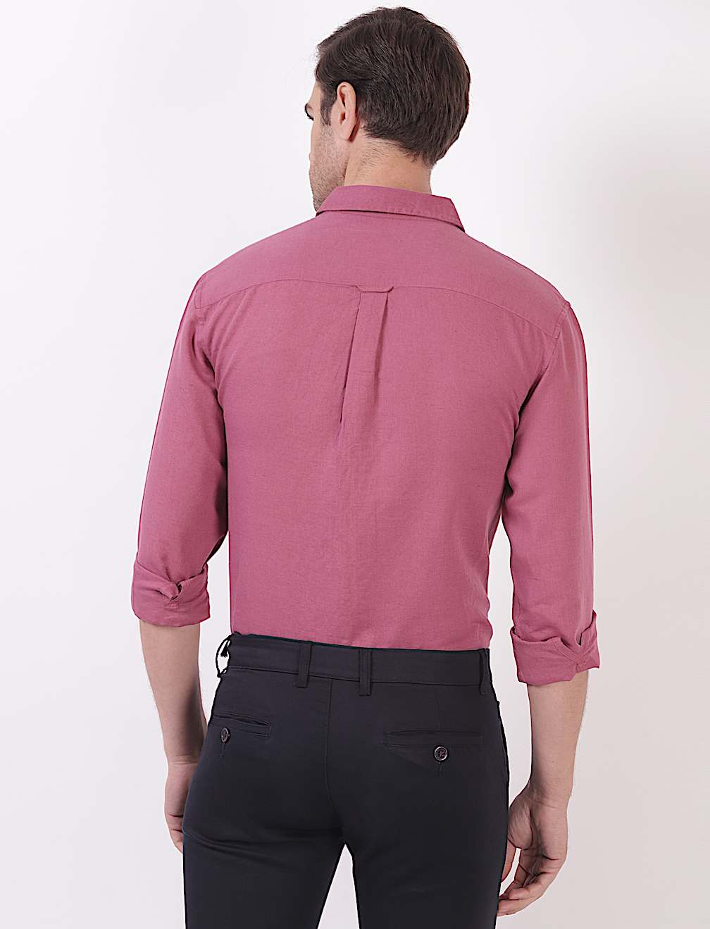 Linen Mix Plain Spread Collar Shirts