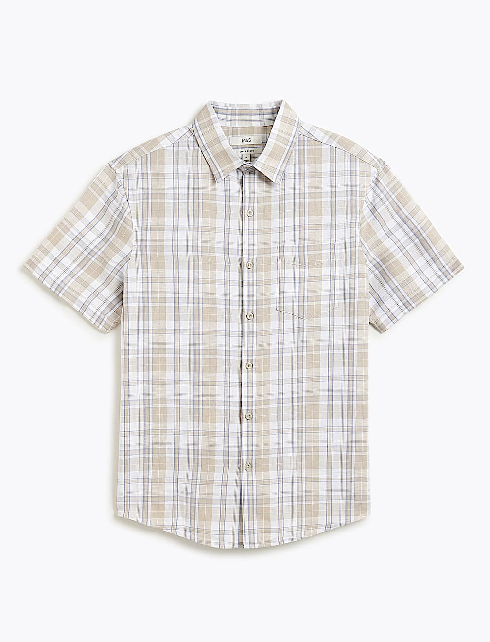 Linen Rich Checked Short Sleeve Shirt