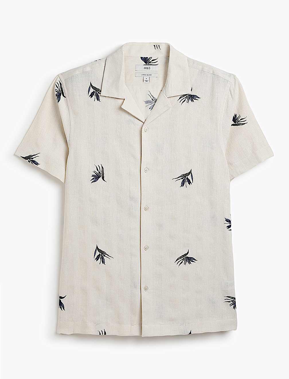 Linen Rich Printed Cuban Collar Shirt