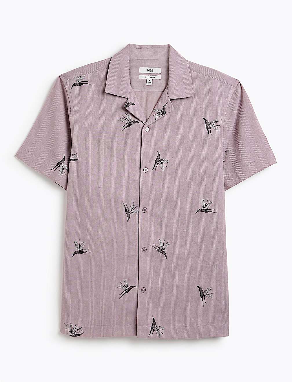 Linen Rich Printed Cuban Collar Shirt