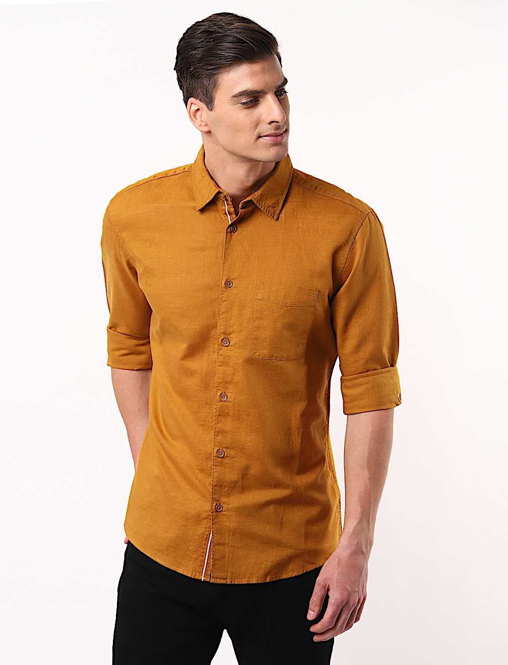 Linen Mix Classic Collar Solid Shirt