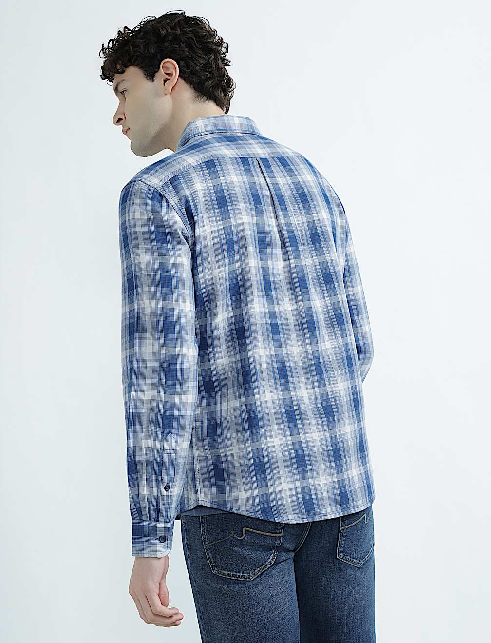 Pure Cotton Spread Collar Check Shirt