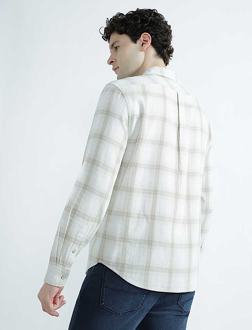 Pure Cotton Spread Collar Check Shirt