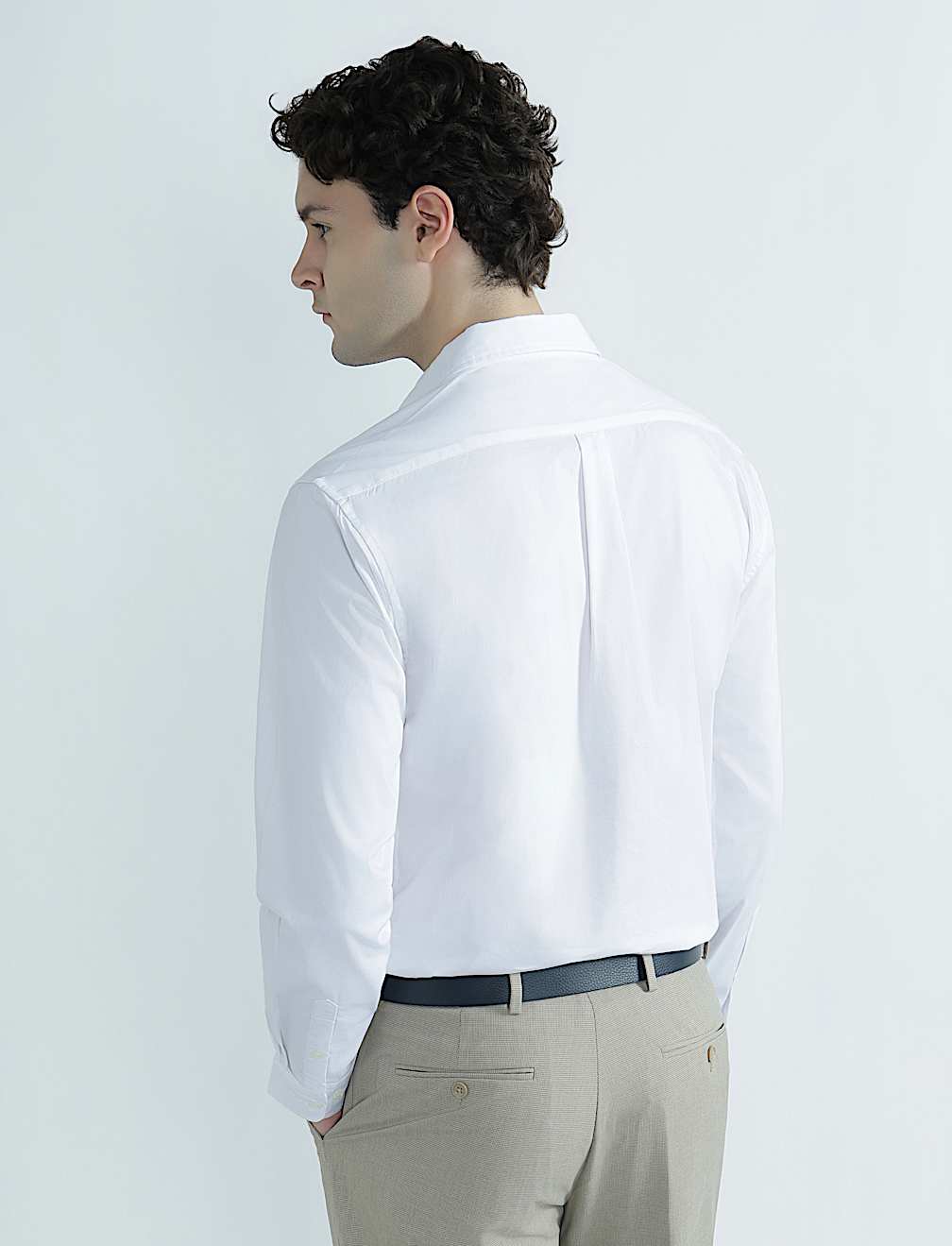 Cotton Rich Spread Collar Plain Shirt