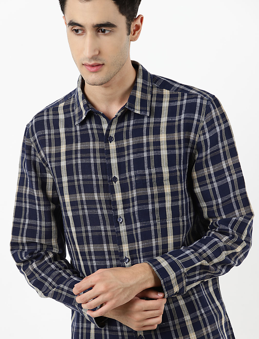 Linen Mix Check Shirt