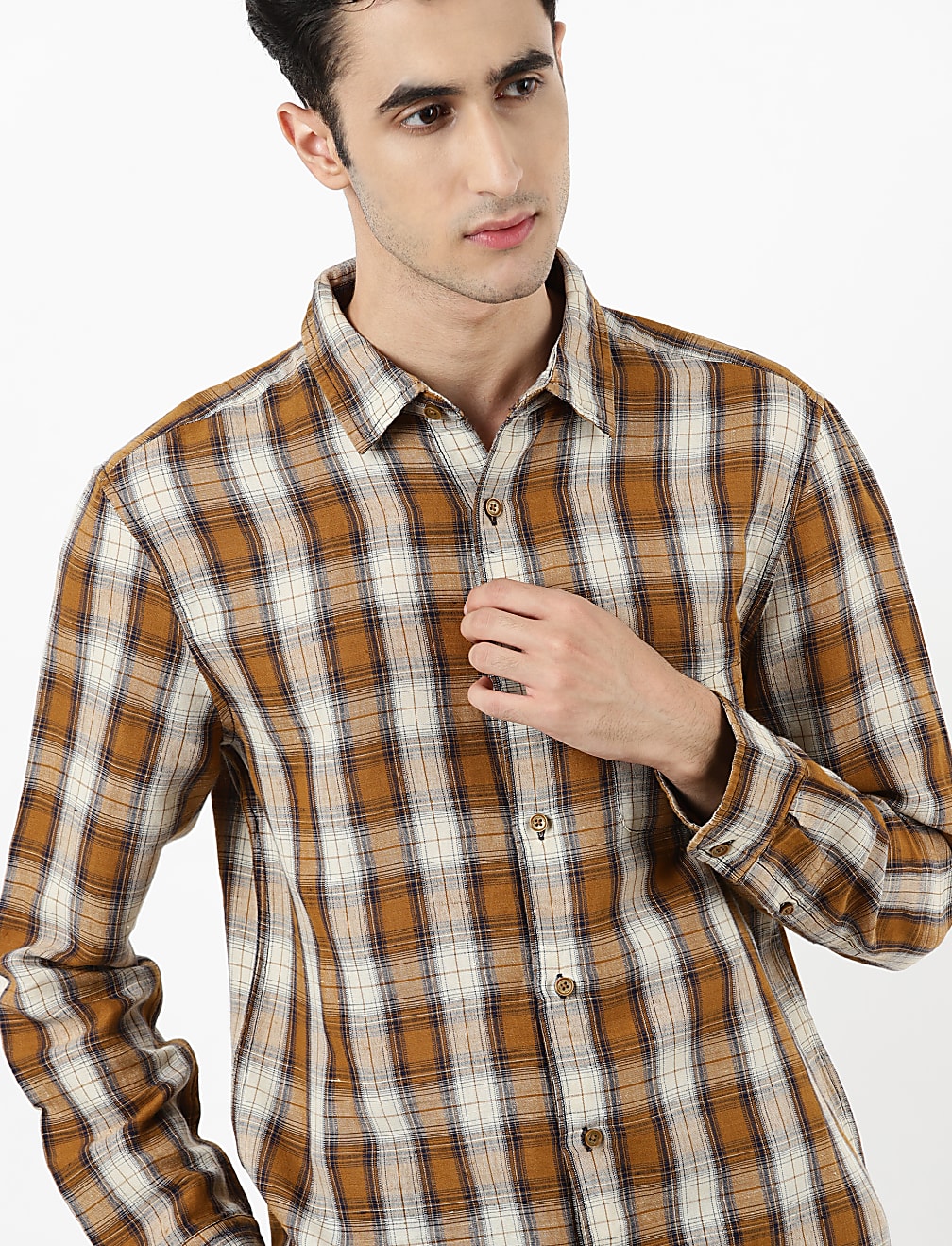 Linen Mix Check Shirt