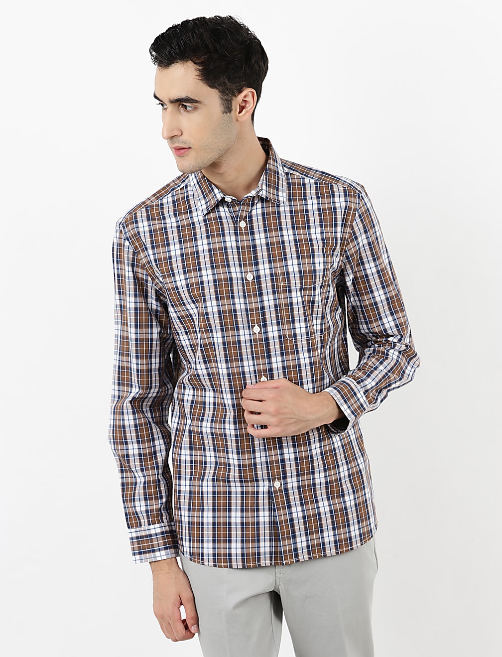 Pure Cotton Block Check Shirt