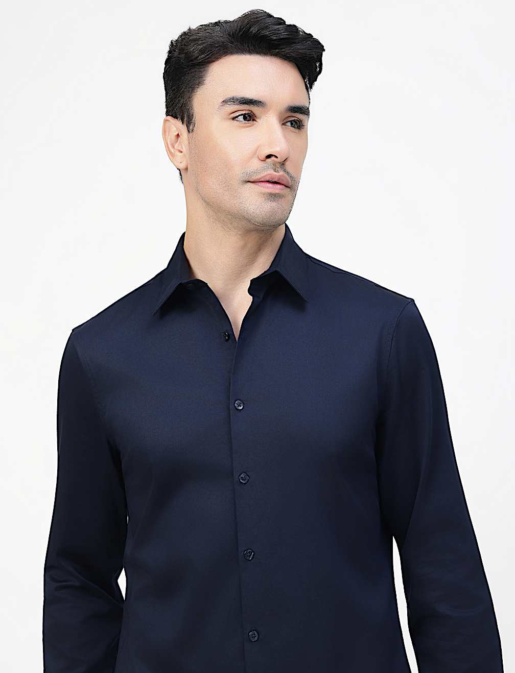 Cotton Rich Plain Spread Collar Shirt