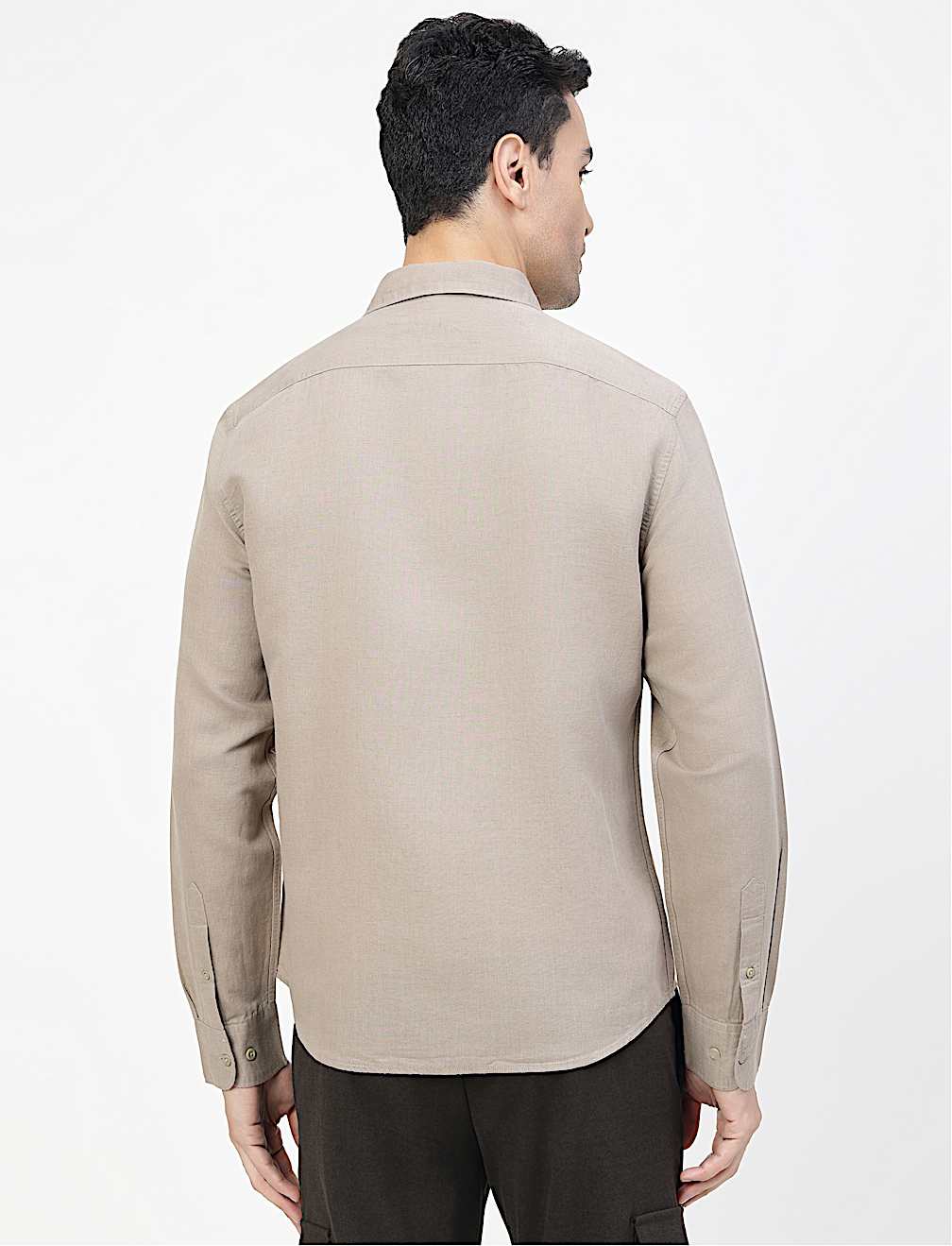 Linen Rich Plain Classic Collar Shirt