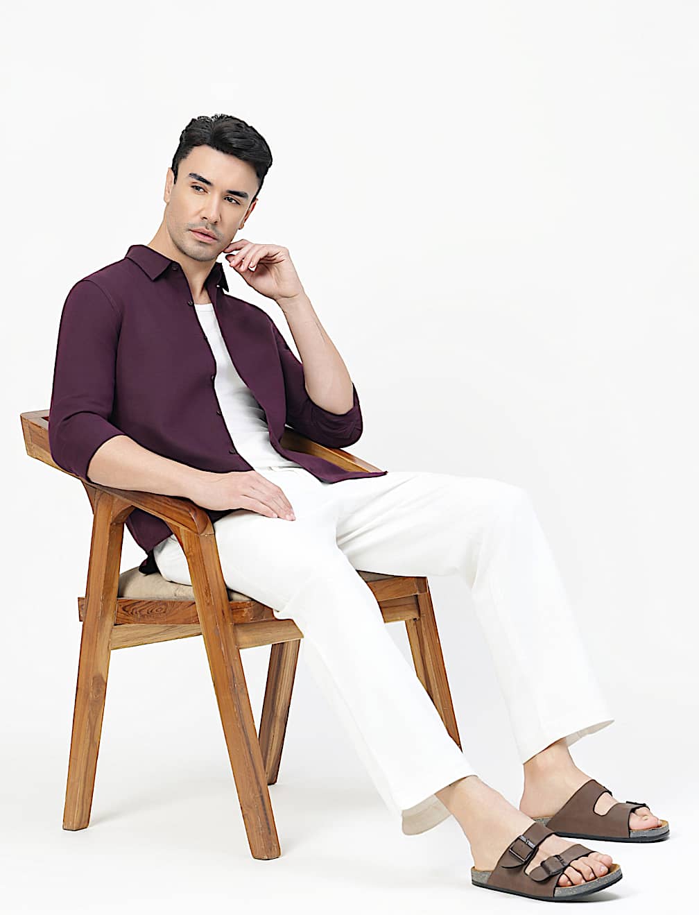 Linen Rich Plain Classic Collar Shirt