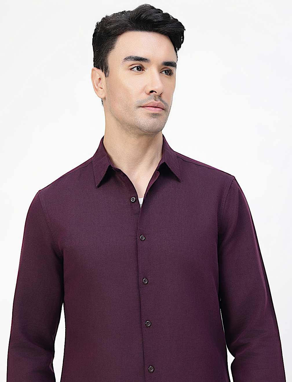 Linen Rich Plain Classic Collar Shirt