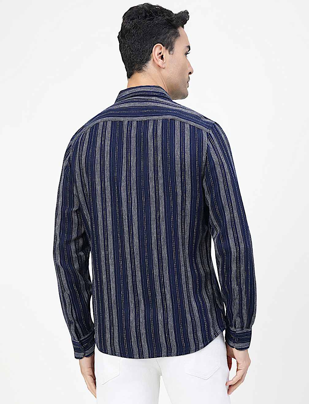 Viscose Rich Striped Spread Collar Shirt