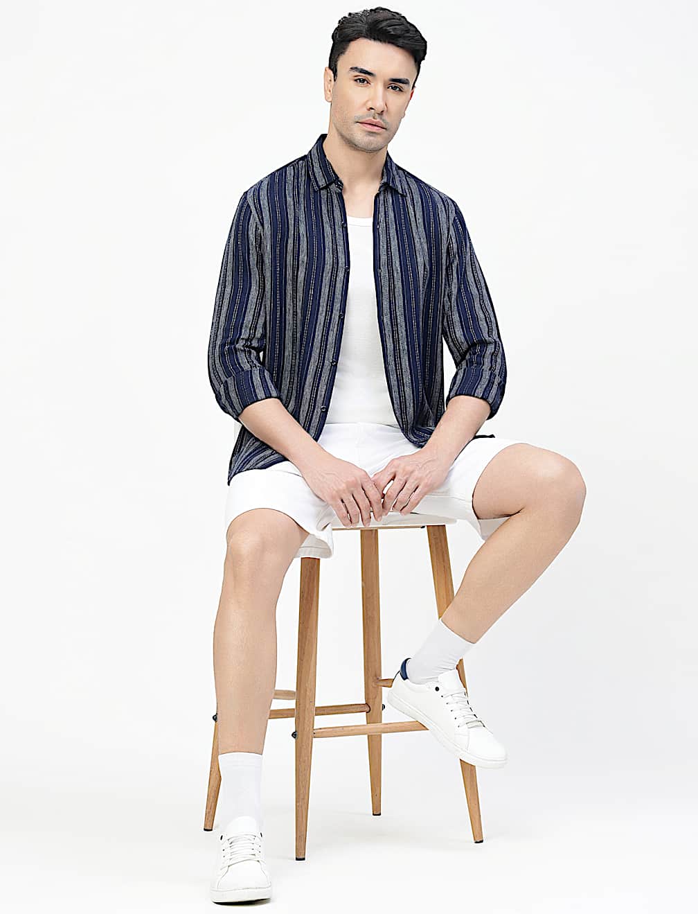 Viscose Rich Striped Spread Collar Shirt