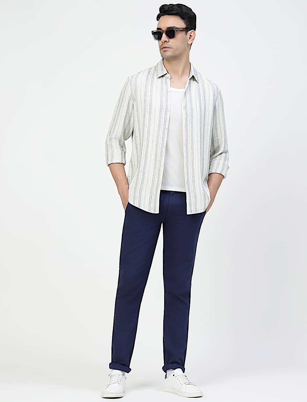 Viscose Rich Striped Spread Collar Shirt