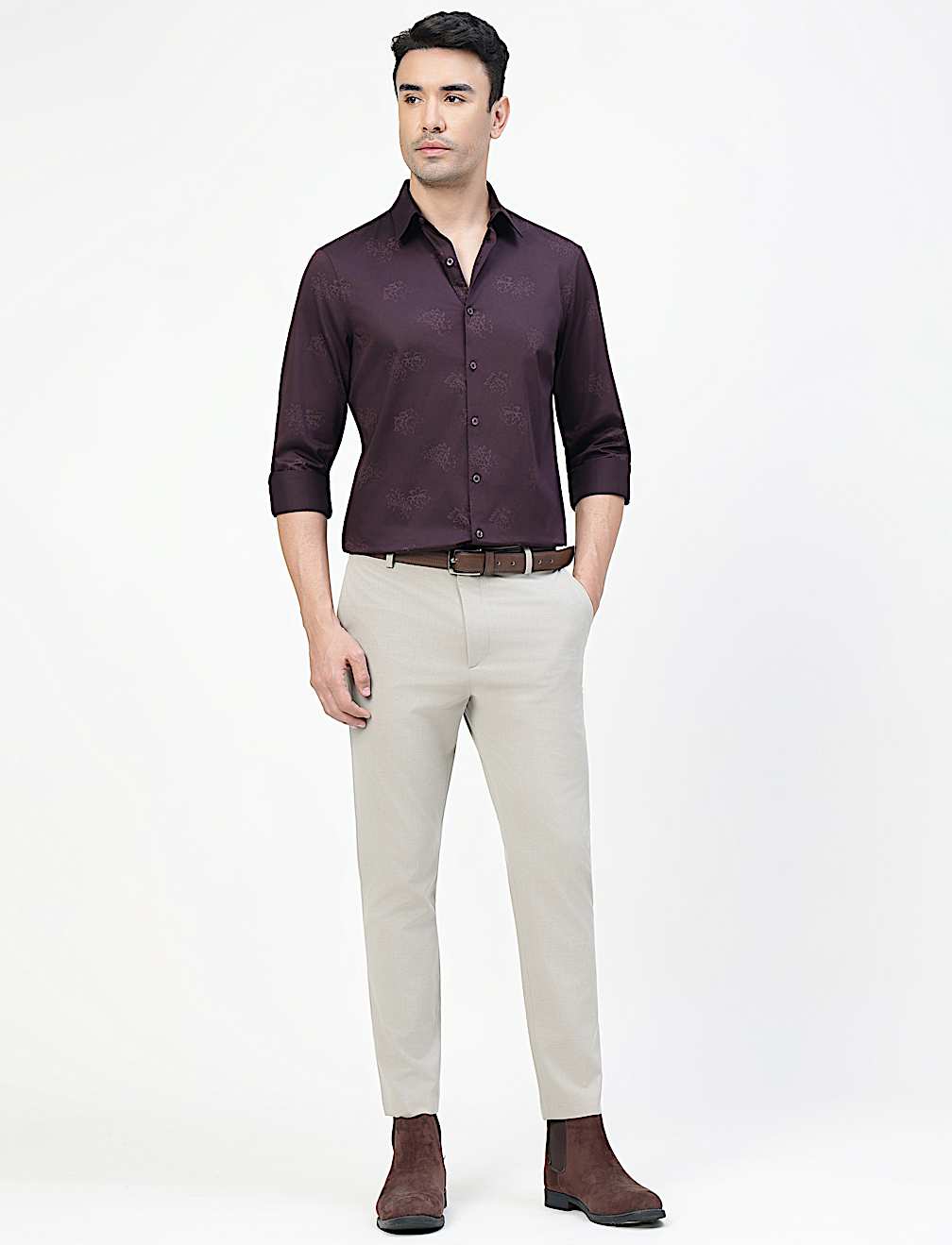 Cotton Rich Floral Print Spread Collar Shirt