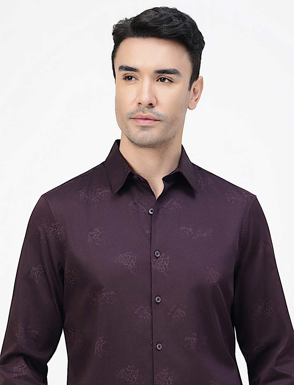 Cotton Rich Floral Print Spread Collar Shirt