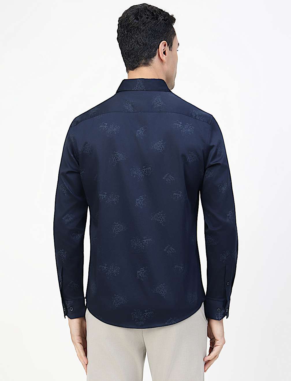 Cotton Rich Floral Print Spread Collar Shirt