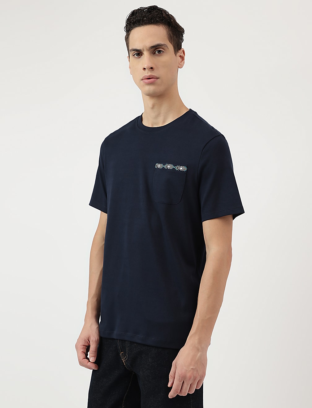 Pure Cotton Embroidered Round Neck T-Shirt