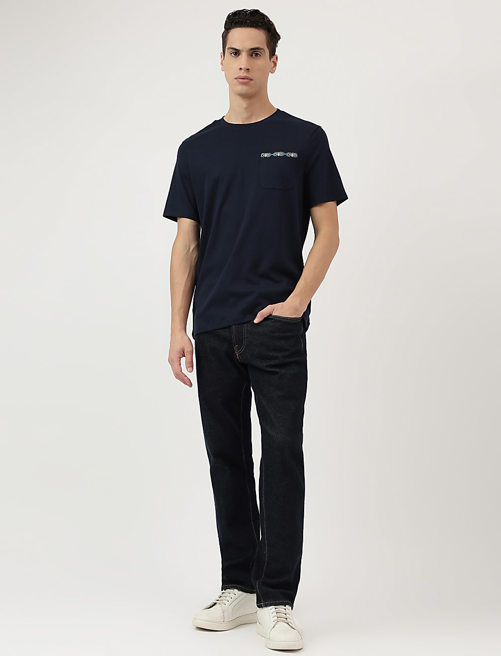 Pure Cotton Embroidered Round Neck T-Shirt