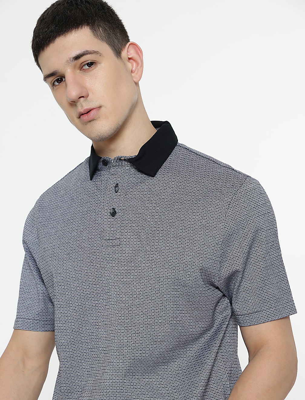 Pure Cotton Self Design Polo T-Shirt
