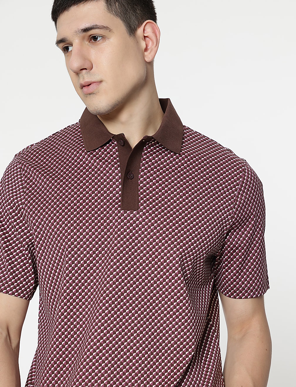 Pure Cotton Printed Polo T-Shirt