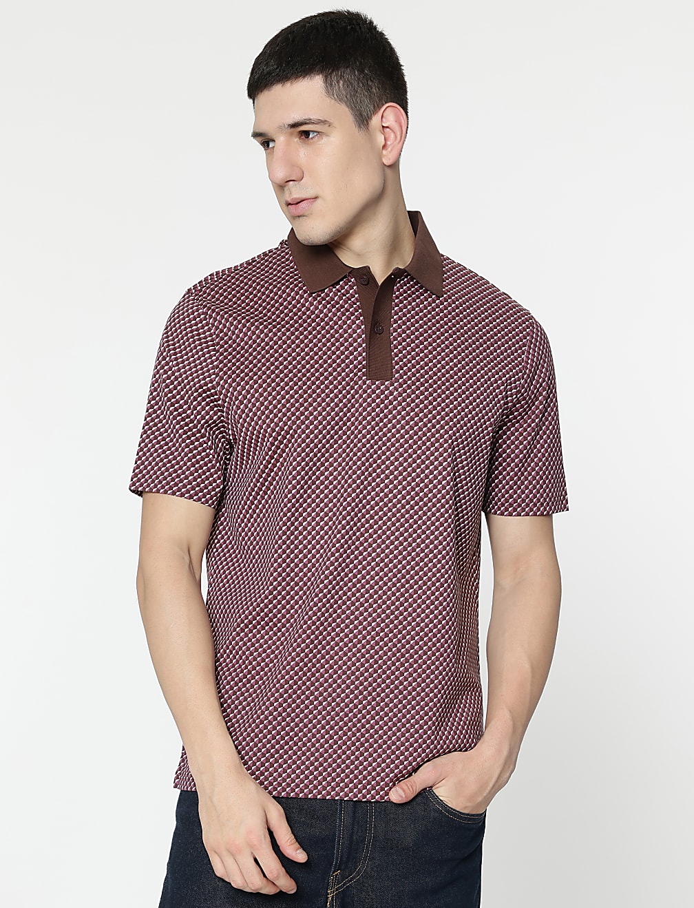 Pure Cotton Printed Polo T-Shirt