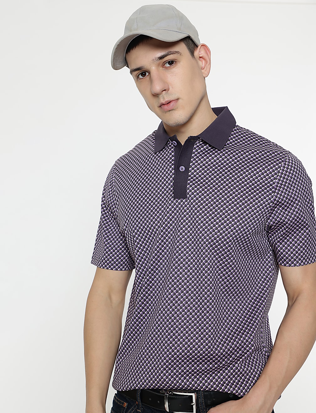 Pure Cotton Printed Polo T-Shirt