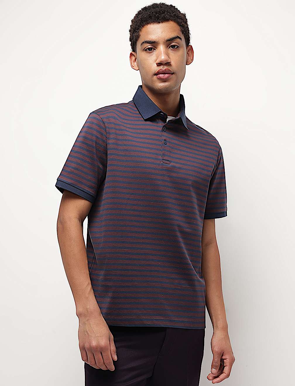 Pure Cotton Striped Polo T-Shirt