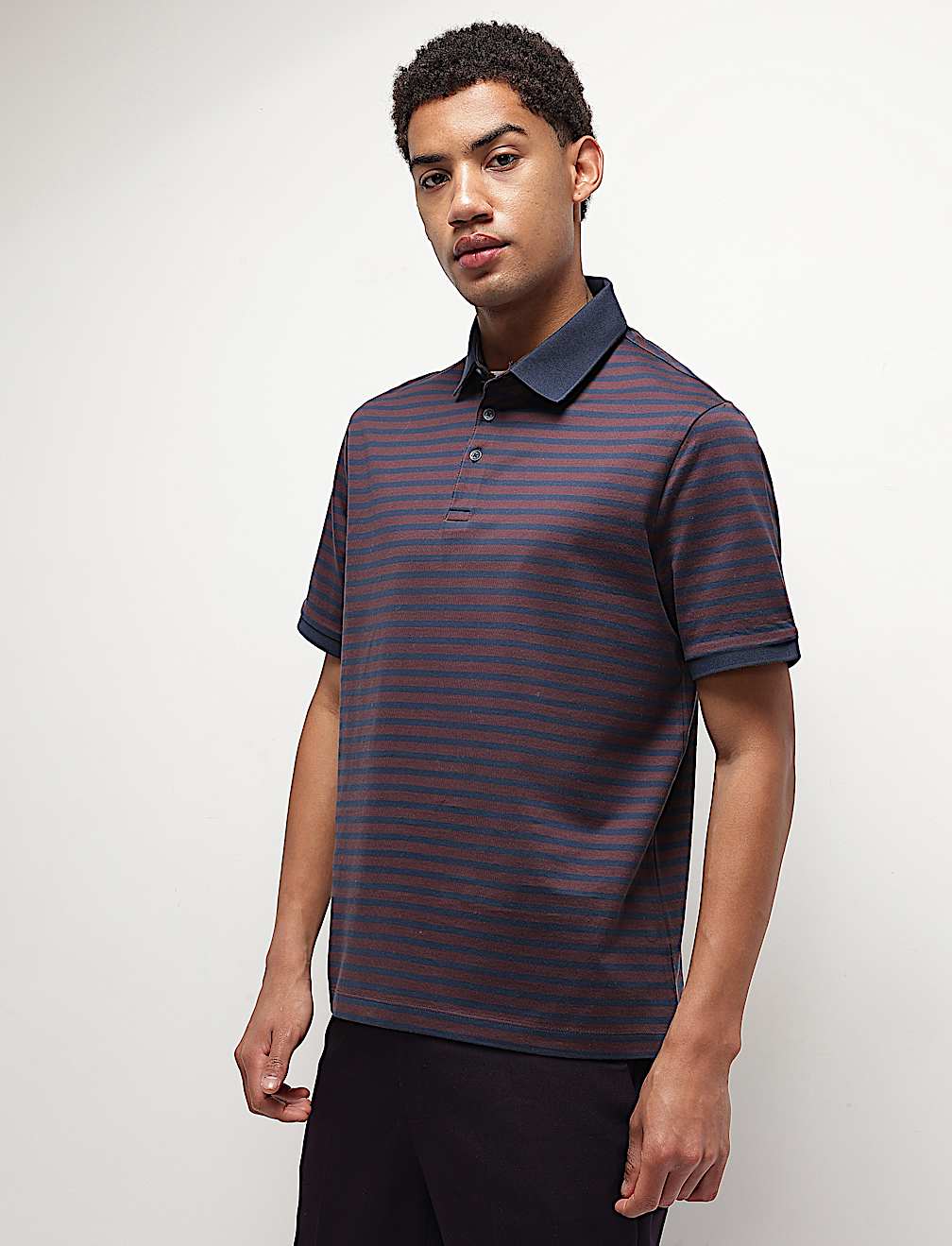 Pure Cotton Striped Polo T-Shirt