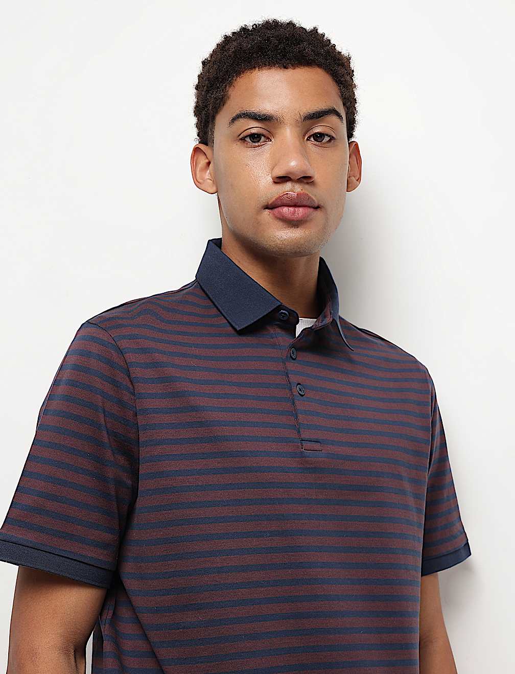 Pure Cotton Striped Polo T-Shirt