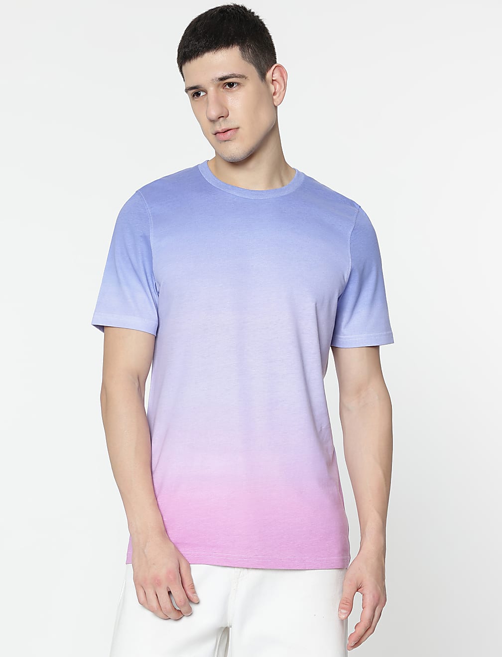 Pure Cotton Ombre Round Neck T-Shirt