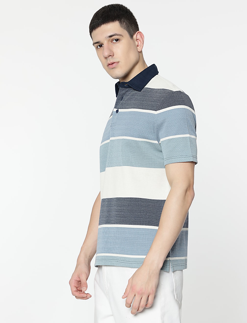 Cotton Rich Stripes Polo T-Shirt