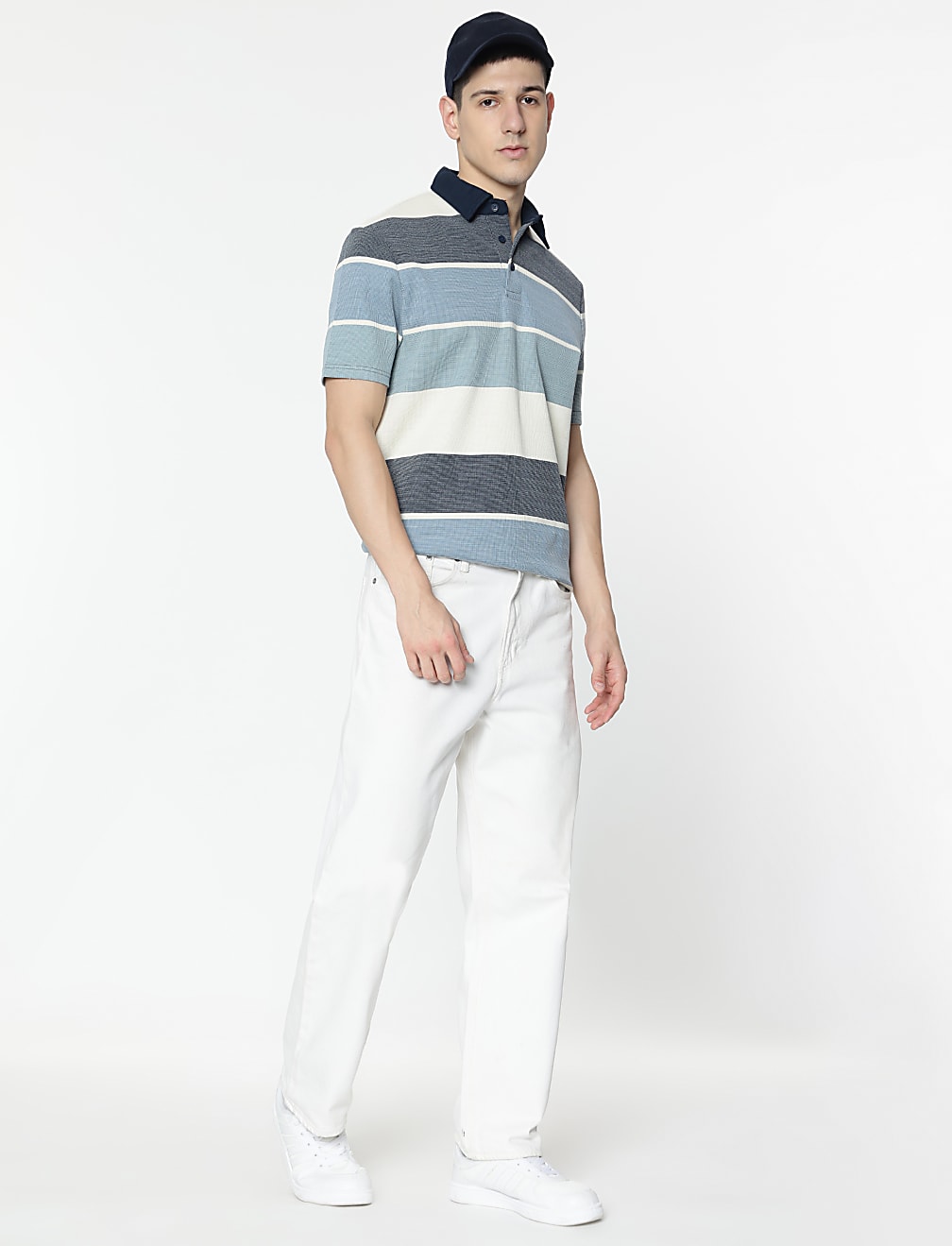 Cotton Rich Stripes Polo T-Shirt